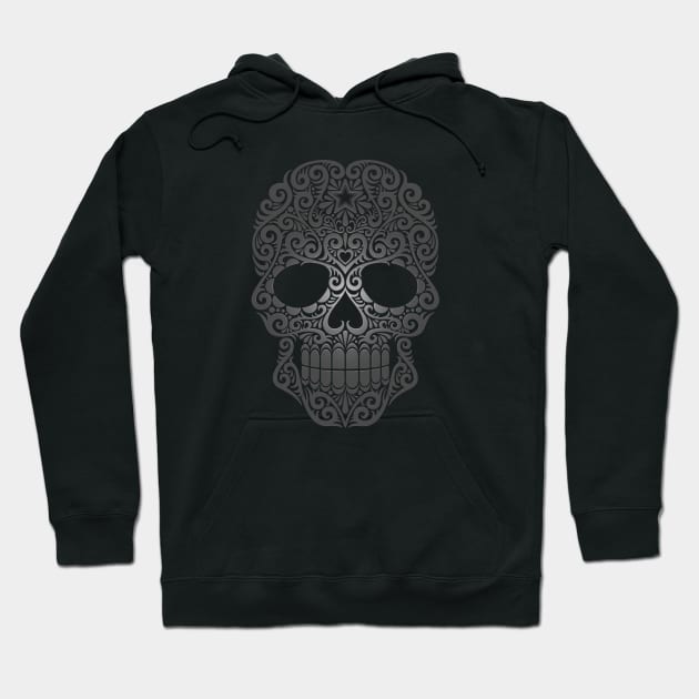 Gray Swirling Sugar Skull Hoodie by jeffbartels